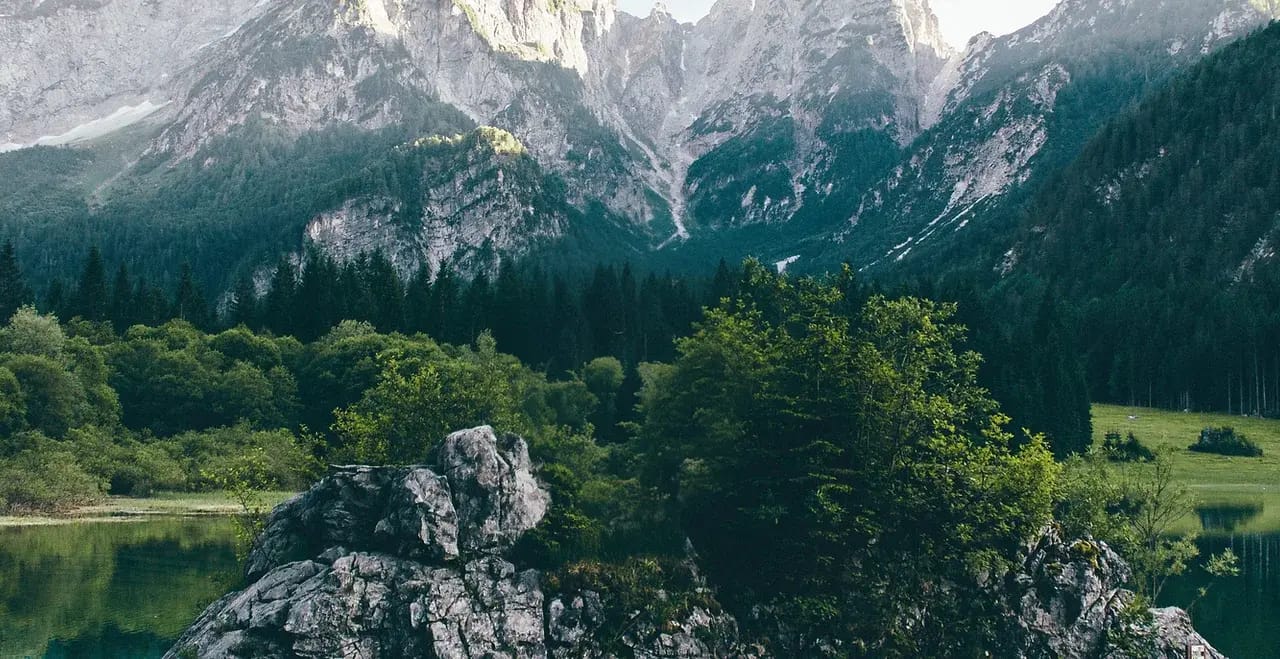 Mountain landscape with lake reflection